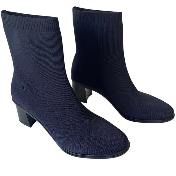 NEW Vivaia Amanda Almond Toe Block Heel Boots Water Repellent Navy EU 41 US 9.5 - Picture 3 of 10